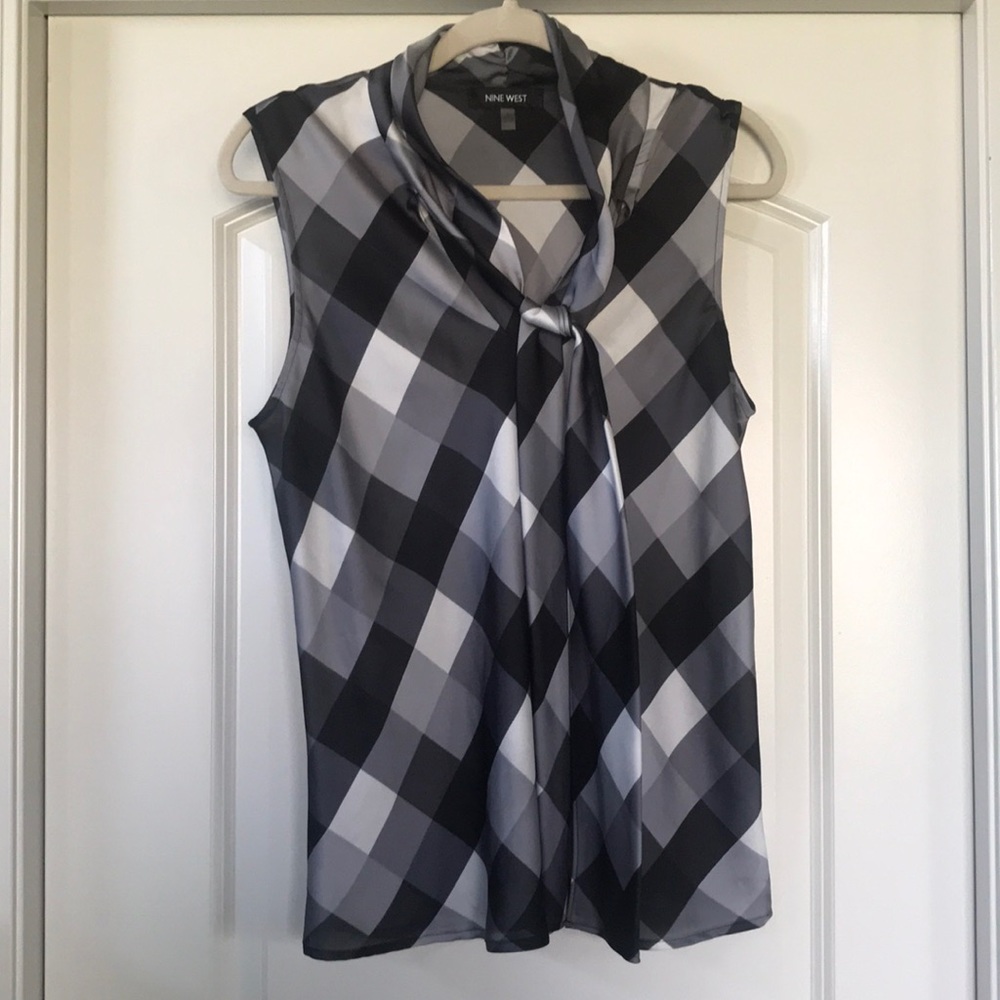Nine West Tank blouse, tie neck.